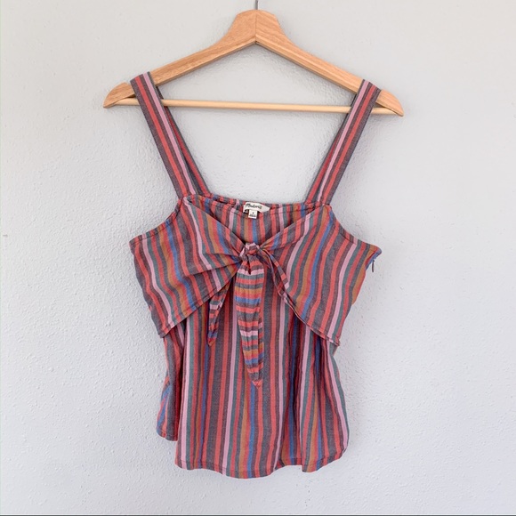 Madewell Tops - Madewell | Rainbow Stripe Tie-Front Cami Tank
